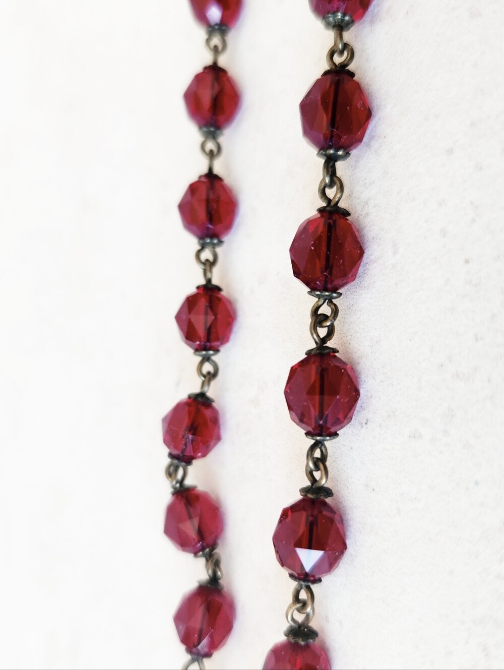 Sorrelli Signed Floral Shaped Crystal Pendant Beaded Necklace Red Blue AB Stones - Picture 4 of 9